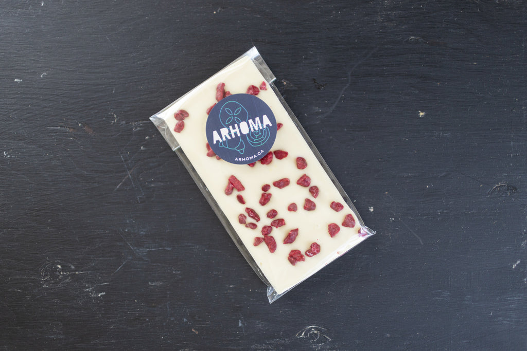 Tablette de chocolat blanc et framboises